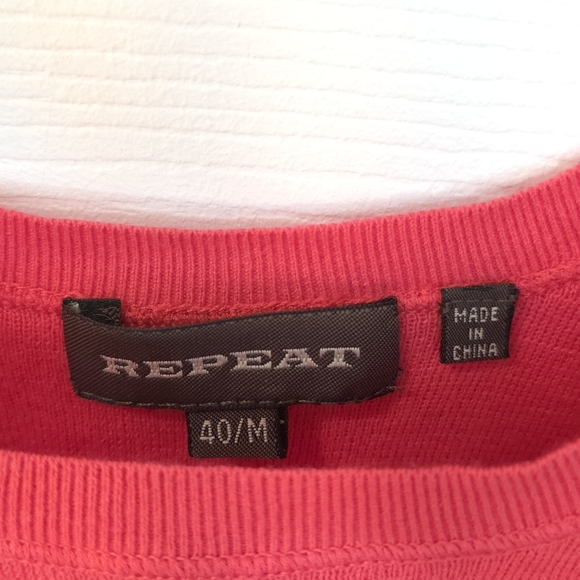 Repeat 100% Cotton 3/4 Sleeve Scoop Neck Top | Coral Red | M Quiet Luxury - Picture 3 of 12